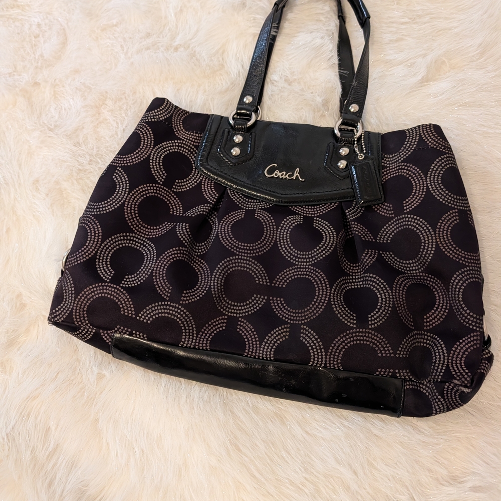 Coach Black and Gray Patterned Tote